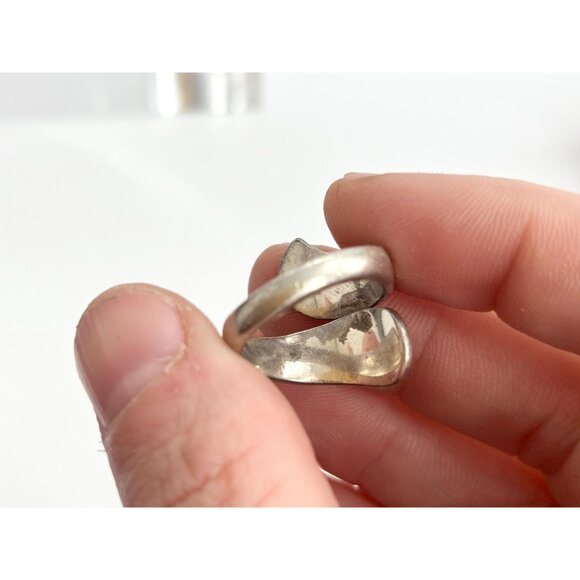 White Guilloche Wrap Siam Thai 925 Sterling Silver Vintage Ring - sz 5.25 - Picture 7 of 14